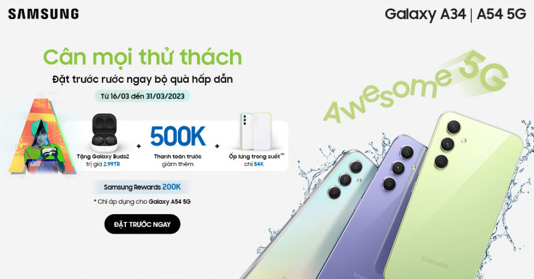 Đặt mua Galaxy A54 5G và Galaxy A34 5G tặng ngay Galaxy Buds2