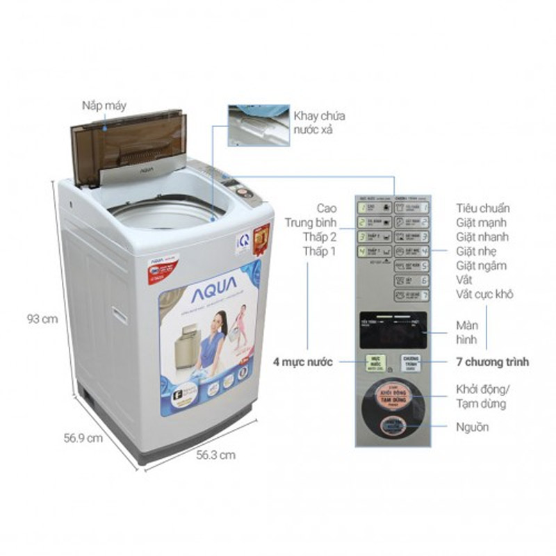 Máy giặt 7 kg Aqua AQW - S72CT 7.2 Kg